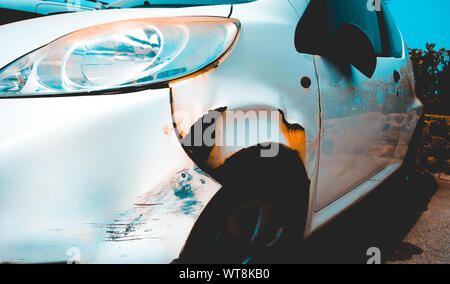 crashed car in detailed view Stock Photo