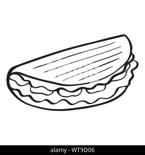 Black and white vector icon of taco Stock Vector
