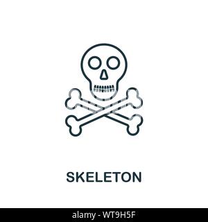 Skeleton outline icon. Thin line style from halloween icons collection. Pixel perfect simple element skeleton icon for web design, apps, software Stock Vector