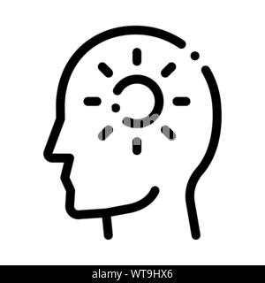 Shining Sun In Man Silhouette Mind Vector Icon Stock Vector
