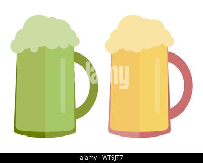 Glass of beer icon flat style isolated on white background. Vector illustration Stock Vector