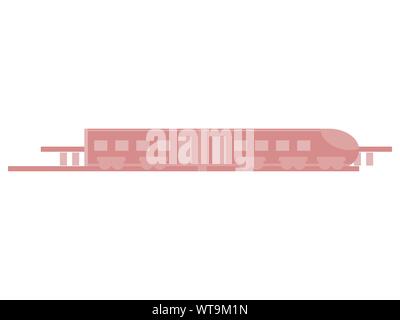 Train on rails in a flat style isolated on white background. Vector illustration Stock Vector