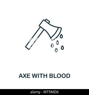 Axe With Blood outline icon. Thin line style from halloween icons collection. Pixel perfect simple element axe with blood icon for web design, apps Stock Vector