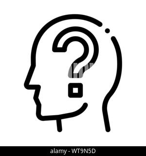 Question Mark In Man Silhouette Mind Vector Icon Stock Vector