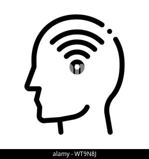 Wifi Symbol In Man Silhouette Mind Vector Icon Stock Vector