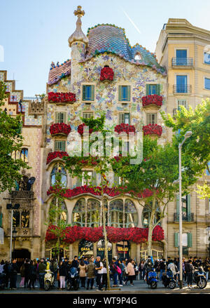 Barcelona, Spain, April 21, 2017: Casa Batllo by Antoni Gaudi in Barcelona, Spain Stock Photo
