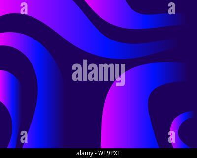 Waves with liquid gradien abstract background. Pink and dark blue color. Dynamic effect. Vector illustration Stock Vector