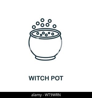 Witch Pot outline icon. Thin line style from halloween icons collection. Pixel perfect simple element witch pot icon for web design, apps, software Stock Vector