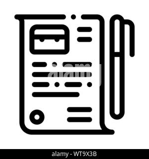 Job Agreement Contract Worksheet And Pen Vector Stock Vector