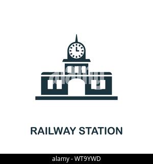 Railway Station vector icon symbol. Creative sign from buildings icons collection. Filled flat Railway Station icon for computer and mobile Stock Vector