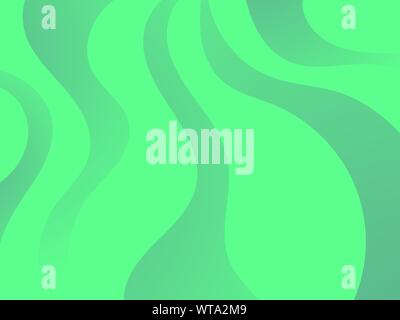 Waves with liquid gradien abstract background. Green color. Dynamic effect. Vector illustration Stock Vector