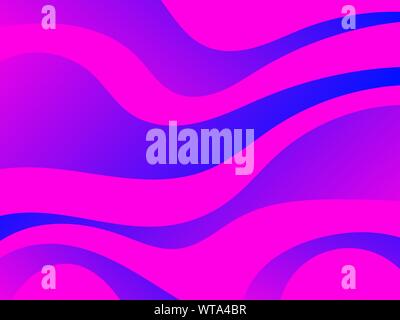 Waves with liquid gradien abstract background. Pink and blue color. Dynamic effect. Vector illustration Stock Vector