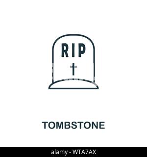 Tombstone outline icon. Thin line style from halloween icons collection. Pixel perfect simple element tombstone icon for web design, apps, software Stock Vector