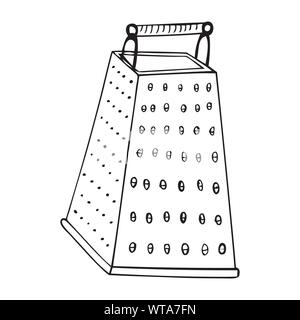 Black and white vector illustration of hand grater Stock Vector