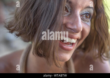 Beautiful and smiling young woman in Rio carnival Stock Photo