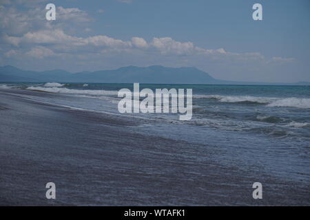 Waves in motion at the coast of the mediterranean sea Stock Photo