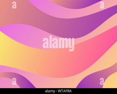 Waves with liquid gradien abstract background. Orange and violet color. Dynamic effect. Vector illustration Stock Vector