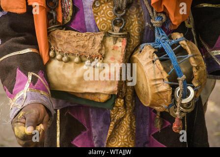 Garments details of a traditional musician from Hampi Stock Photo