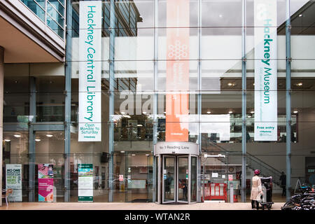 Hackney Central Library, Hackney Museum and Hackney Technology and Learning Centre at 1 Reading Lane,  E8 1GQ. East London, UK Stock Photo