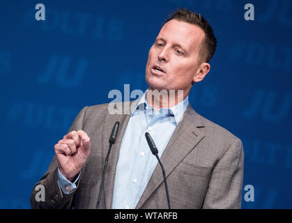 FILED - 05 October 2018, Schleswig-Holstein, Kiel: Richard Grenell, Ambassador of the USA to Germany, speaks during the Germany Day of the Young Union (JU). (to dpa 'US media: Ambassador Grenell in the race as Bolton successor') Photo: Daniel Bockwoldt/dpa Stock Photo