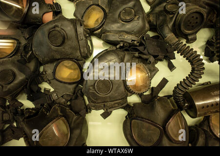 Vietnam war gas masks in the War Remnants Museum Stock Photo