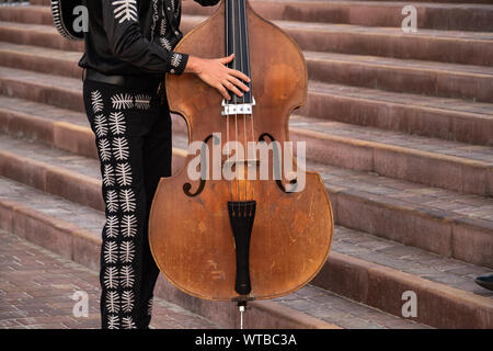 Mariachi musician plays the double bass Stock Photo