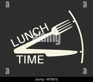Lunch time text with fork and knife. Stock Vector