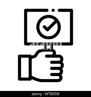 Hand Holding Tablet With Approved Mark Vector Icon Stock Vector