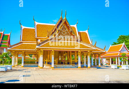 The splendid Pavilion in Maha Chetsadabodin complex attracts with its unique decoration, Bangkok, Thailand Stock Photo