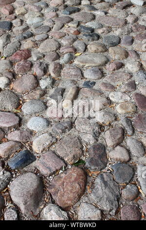 Stone pavement made with river pebble gravel Stock Photo