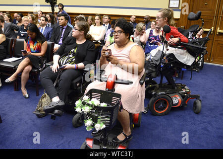 Guests in wheelchairs attend a House Civil Rights and Liberties Subcommittee hearing, on Capitol Hill, September 11, 2019, in Washington, DC. The panel heard testimony on 'The Administration's Apparent  Revocation of Medical Deferred Action for Critically Ill Children'.    Photo by Mike Theiler/UPI Stock Photo