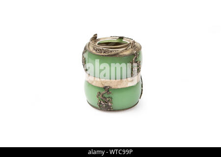 Chinese tea kettle with silver mounts of the 19th century. Stock Photo