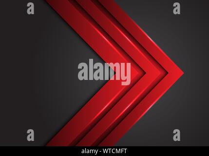 Abstract red arrow steel direction on dark grey design modern futuristic background vector illustration. Stock Vector