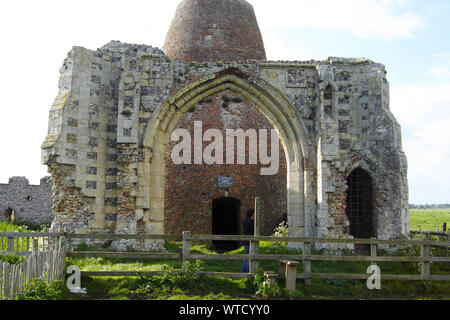 St Benet (Benedict) at Holm Abbey  with it's 18c windmill tower remains, Norfolk. The abbey was never dissolved by King Henry VIII, unlike all others Stock Photo