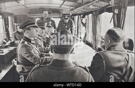In Rakow, near Warsaw, the Polish plenipotentiaries (from behind) were admitted to the military train of the group general of armees von Blaskowitz to Stock Photo