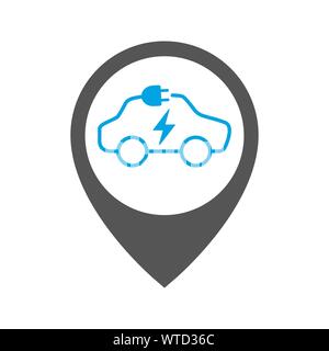 Parking for charging electric cars. Geolocation sign. Vector Illustration. EPS 10. Stock Vector