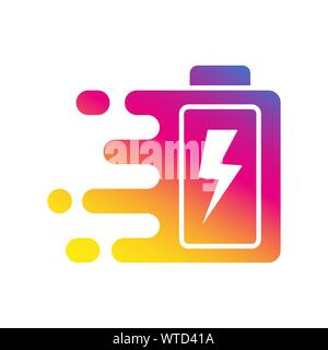 Quick and fast battery charging icon with thunder sign. Quick Charge logo. Vector Illustration. EPS 10. Stock Vector