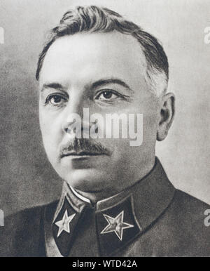 Klim Voroshilov (1881 – 1969), was a prominent Soviet military officer and politician during the Stalin era. He was one of the original five Marshals Stock Photo
