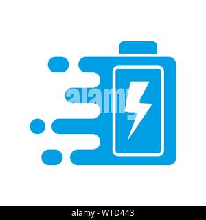 Quick and fast battery charging icon with thunder sign. Quick Charge logo. Vector Illustration. EPS 10 Stock Vector