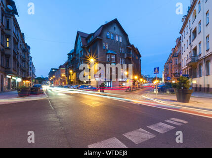 Street in the center of Katowice, Poland. Europe. Stock Photo