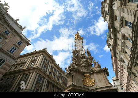 The Plague Column in the Graben street in Vienna in Austria Stock Photo