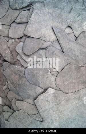 pieces of leather material in tannery storage in warehouse Stock Photo