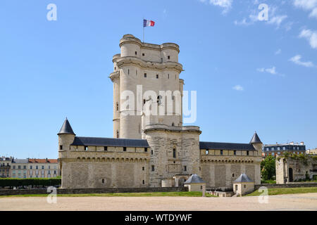 The Château de Vincennes (Vincennes Castle) is a massive 14th and 17th century French royal fortress in the town of Vincennes, to the east of Paris. Stock Photo