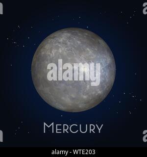 Mercury icon. First planet in solar system. Stock Vector