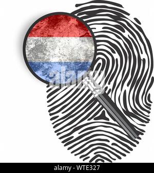 fingerprint, fingerprints, huella dedo in the flag colors of country Stock Photo