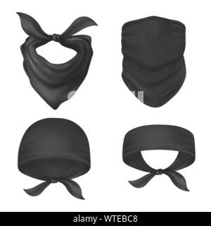Set of isolated bandanna and face mask Stock Vector