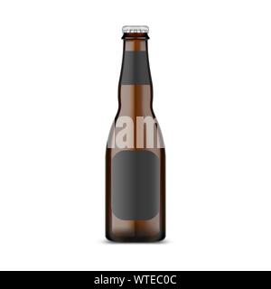 Glassware craft beer bottle with metallic lid Stock Vector