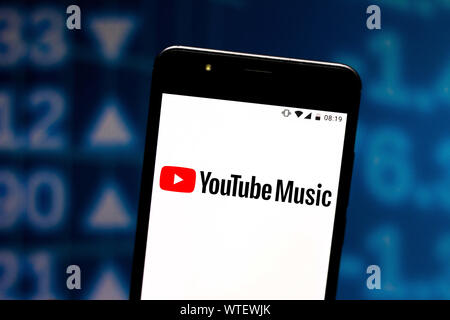 Brazil. 8th July, 2019. In this photo illustration the YouTube Music logo is seen displayed on a smartphone. Credit: Rafael Henrique/SOPA Images/ZUMA Wire/Alamy Live News Stock Photo