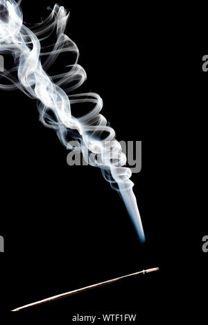 Abstract white smoke on black background. vertical view. Stock Photo