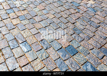 Abstract background of cobblestones making from rough stone blocks Stock Photo